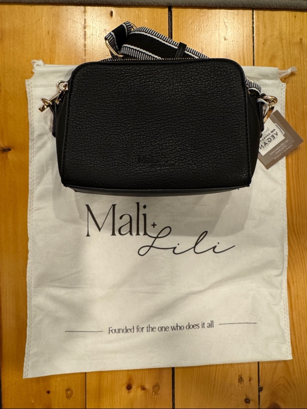 Mali + Lili Black Textured Vegan Leather Crossbody Bag